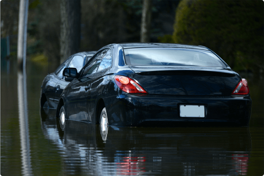 Flooded cars in North Carolina